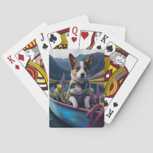 Blue Heeler on a Paddle: A Scenic Adventure Playing Cards
