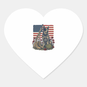 Blue Heeler Patriotic Memorial Vintage Engraving S Heart Sticker