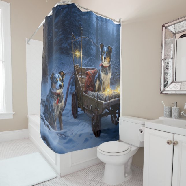 Blue Heeler Snowy Sleigh Christmas Decor  (In Situ)