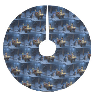 Blue Heeler Snowy Sleigh Christmas Decor  Brushed Polyester Tree Skirt