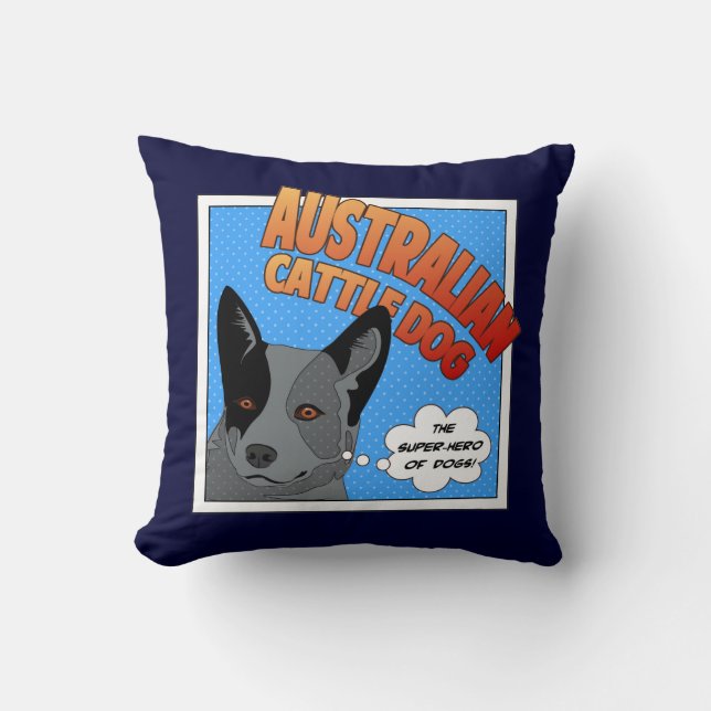 Blue Heeler Throw Pillow (Front)