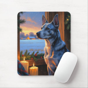 Blue Heeler With Christmas Lights Holiday  Mouse Pad
