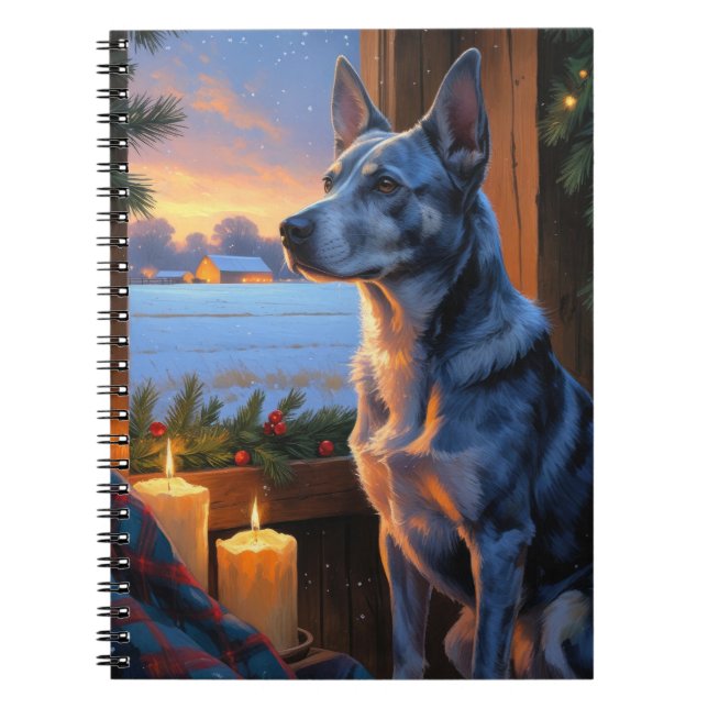 Blue Heeler With Christmas Lights Holiday  Notebook (Front)