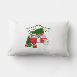 Blue Heeler With Christmas Sweater - Merry Christm Lumbar Pillow