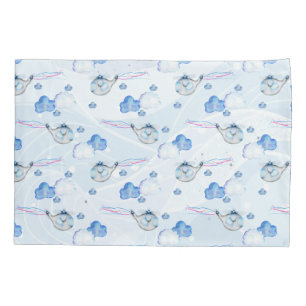 Blue Helicopter in the Clouds Pattern Pillowcase
