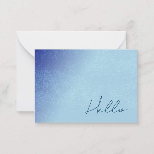 Blue “Hello” note card. Card (Front)