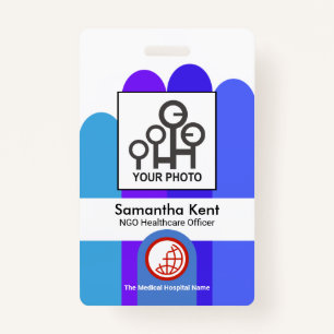 Blue Helping Hand Staff Photo Template ID Badge