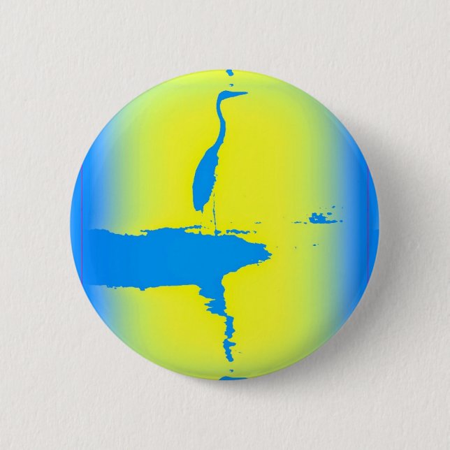 blue heron at sunrise 2 inch round button (Front)