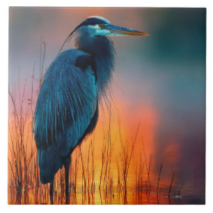 Blue Heron at Sunrise Tile