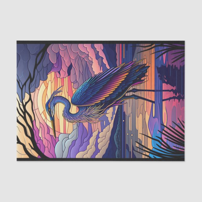 Blue Heron at Sunset Tissue Paper (Front)