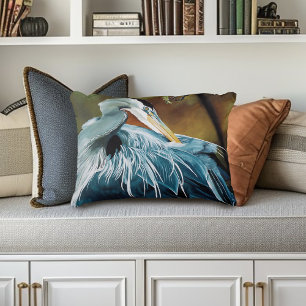 Blue Heron Bird Accent Pillow
