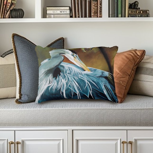 Blue Heron Bird Accent Pillow (Creator Uploaded)