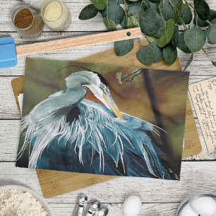 Blue Heron Bird Kitchen Towel