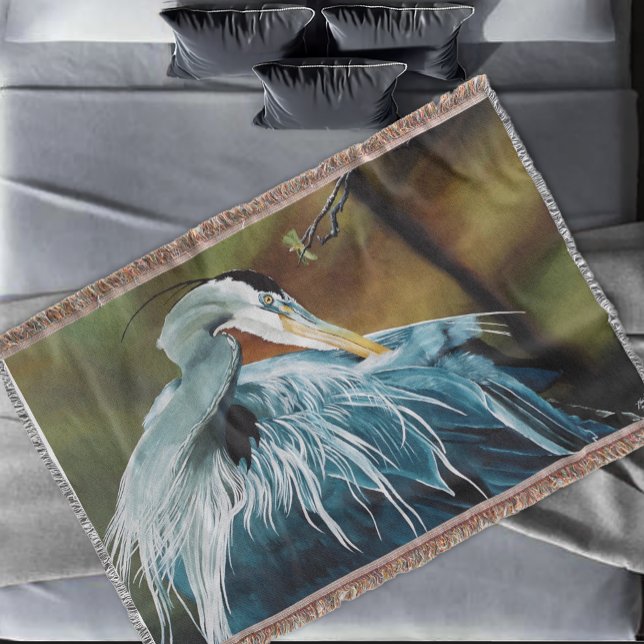 Blue Heron Bird Throw Blanket (Creator Uploaded)
