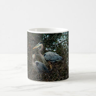 Blue Heron Birds Nest in Trees Coffee Mug
