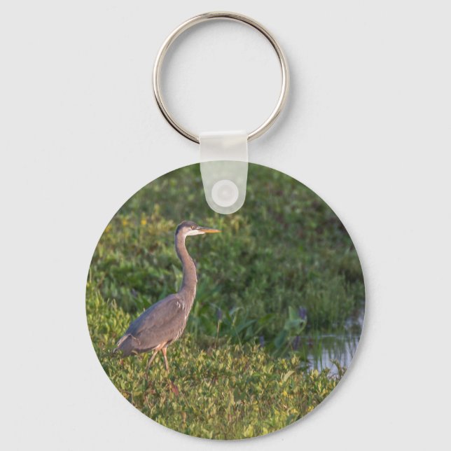 Blue Heron Button Keychain (Front)