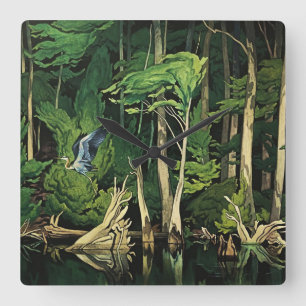 Blue Heron Canadian Painting by A J Casson Square Wall Clock