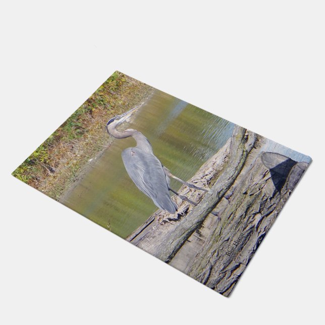 Blue Heron door mat (Angled)