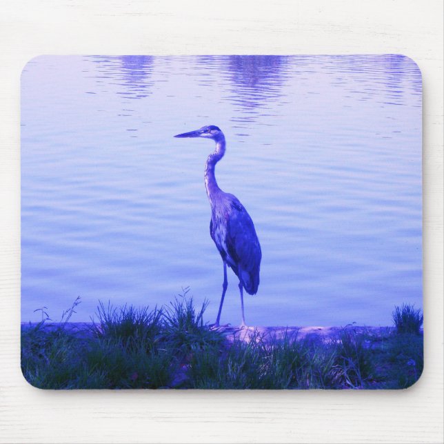 Blue Heron Egret Mouse Pad (Front)
