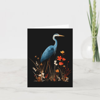 Blue Heron Floral Wildflower Bird Watching Card