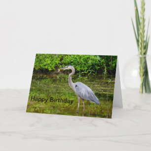 Blue Heron Happy Birthday Card