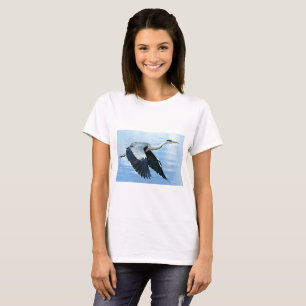 Blue Heron in Flight Over Water T-Shirt