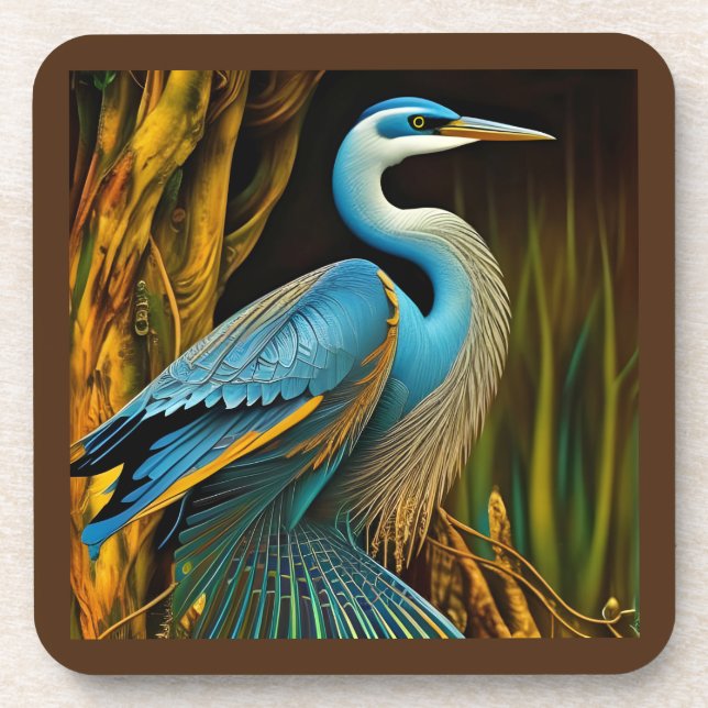 Blue Heron in Reeds  Coaster (Front)