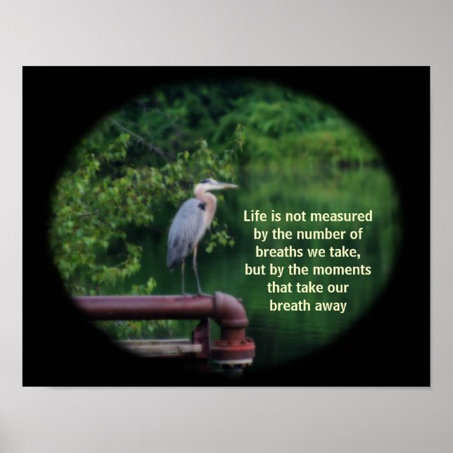 Blue Heron Inspirational Life Quote Poster (Front)