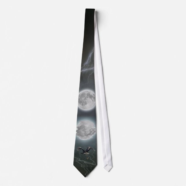 Blue Heron & Moon Wildlife-lover's NeckTie (Front)