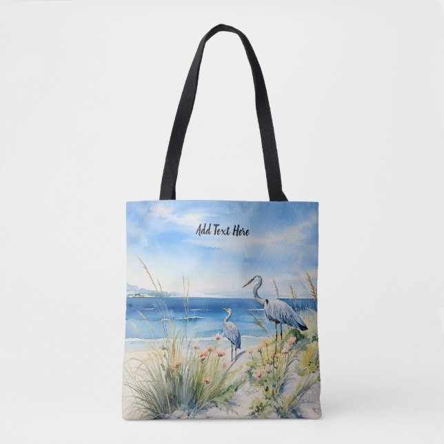 Blue Heron Personalized  Tote Bag (Front)