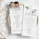 Blue Heron Photo Overlay Script Wedding Program<br><div class="desc">Blue Heron Photo Overlay Script Wedding Program. Modern elegance for this design with two watercolor blue herons and with your photo to the top edge on the back behind a graduated tint layer with the text partially overlaid on top of your image at the bottom. The main header Welcome is...</div>