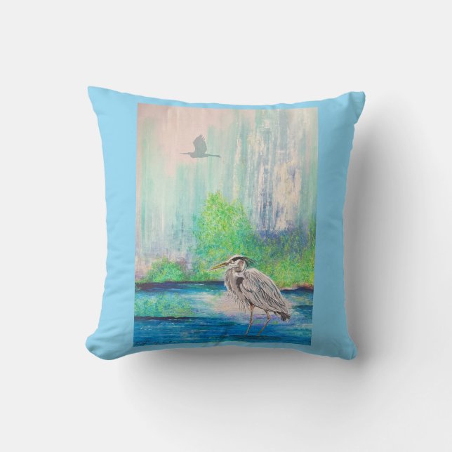 Blue Heron Pillow (Front)