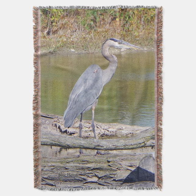 Blue Heron throw blanket (Front Vertical)