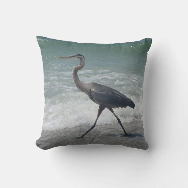Blue Heron Throw Pillow (Front)