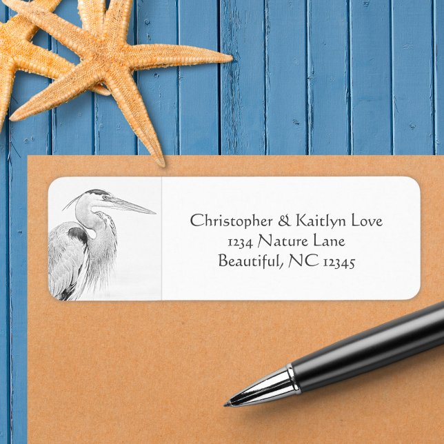 Blue Heron Water Bird Beach Coastal Return Address (Creator Uploaded)