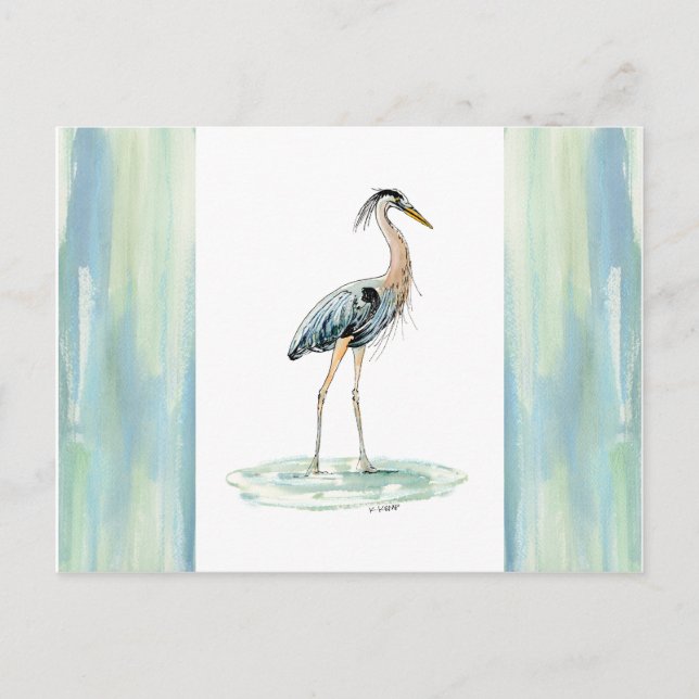 Blue Heron watercolor Postcard (Front)