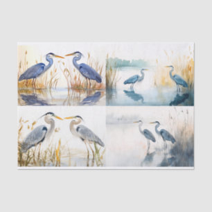 Blue Herons Collage 1 Decoupage Paper