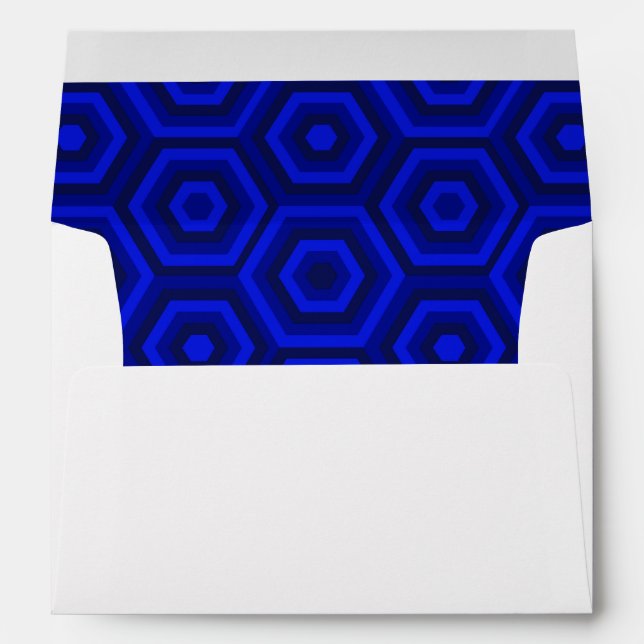Blue Hexagon-Lined Envelope with Return Address (Back (Bottom))