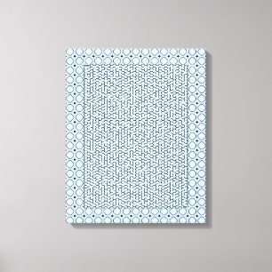 Blue Hexagon Maze Canvas Print