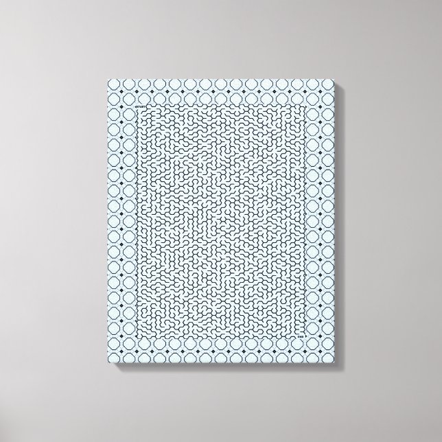 Blue Hexagon Maze Canvas Print (Front)