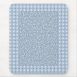 Blue Hexagon Maze Mouse Pad