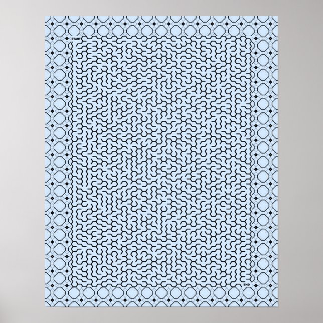 Blue Hexagon Maze Poster (Front)