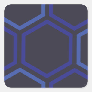 Blue Hexagon Pattern Square Sticker