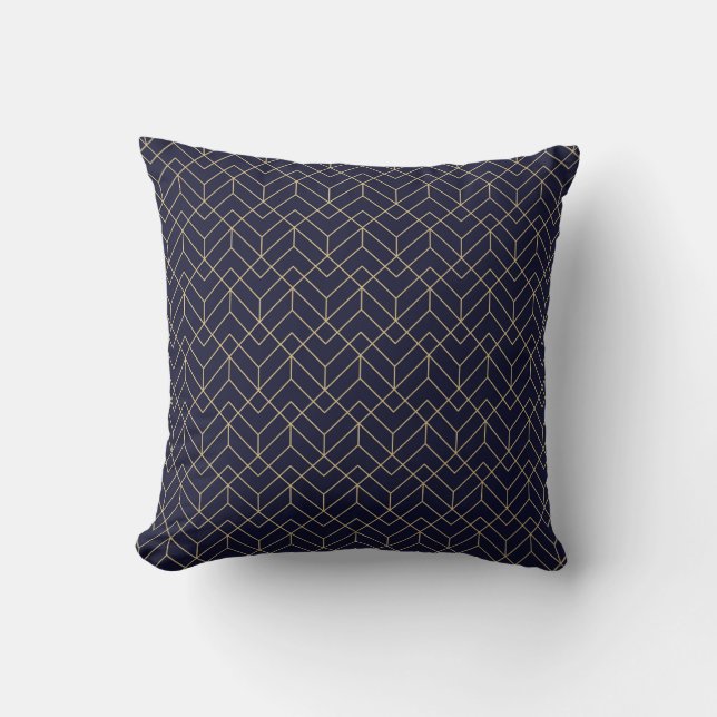 Blue Hexagon Pattern Throw Pillow (Front)