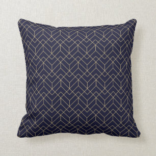 Blue Hexagon Pattern Throw Pillow