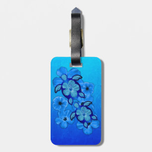 Blue Hibiscus And Honu Turtles Luggage Tag