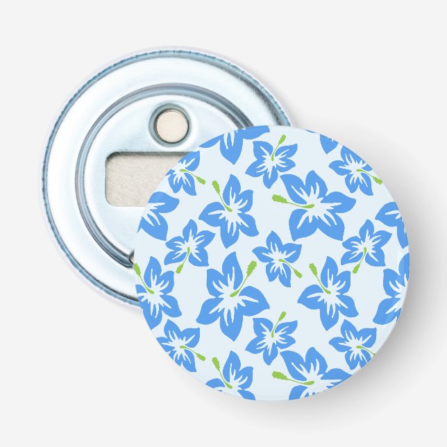 Blue Hibiscus, Blue Flowers, Pattern Of Flowers Bottle Opener (Front)