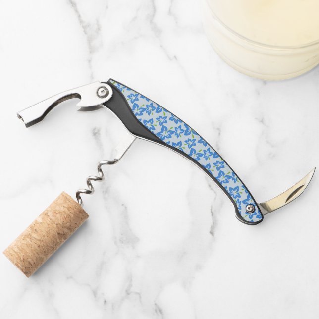 Blue Hibiscus, Blue Flowers, Pattern Of Flowers Corkscrew (Front)