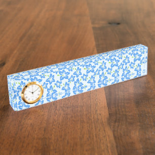 Blue Hibiscus, Blue Flowers, Pattern Of Flowers Nameplate