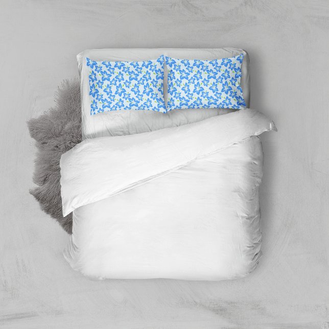 Blue Hibiscus, Blue Flowers, Pattern Of Flowers Pillowcase (Creator Uploaded)